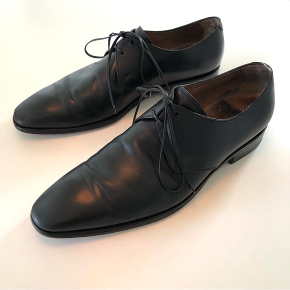 Salvatore Ferragamo Derby Black Leather Dress Shoes Men’s 11 D Made in Italy